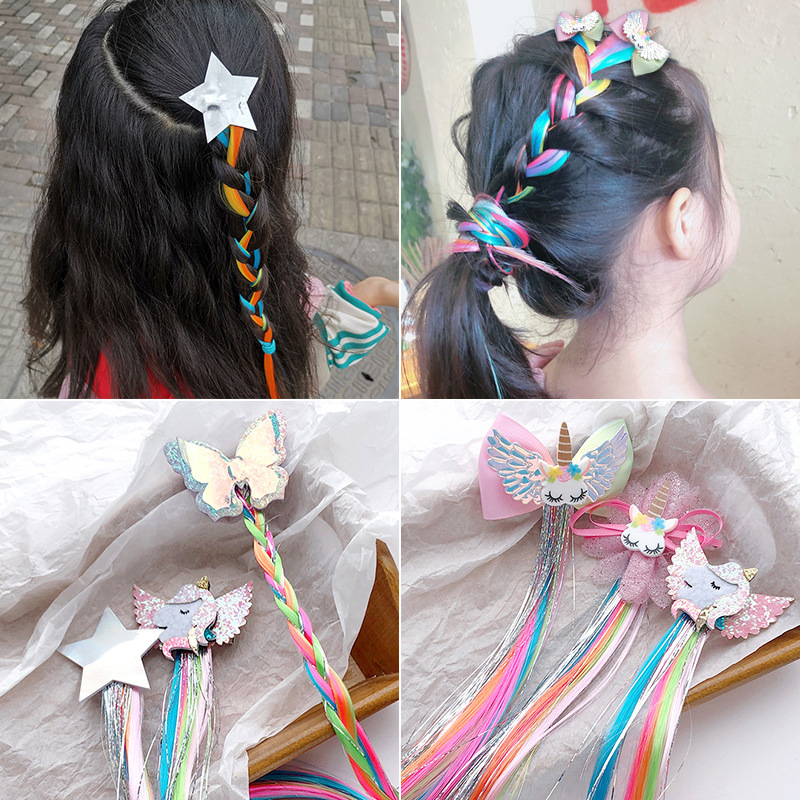 Women'S Accessories Rainbow Shops - カラフルなヘアエクステンション,クリップオンヘアピース,レインボーハイライト,ピンクの人工毛ストランド,ヘアアクセサリー