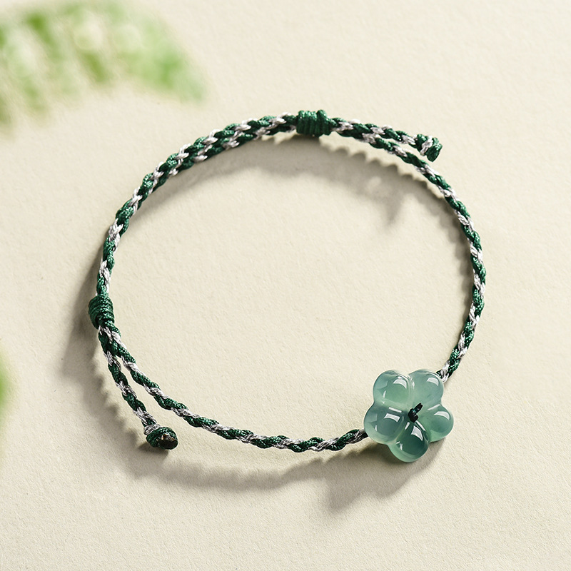 Women Accessories For Gift - ビルマ翡翠フラワーブレスレット天然翡翠チャームファッションアクセサリーヴィンテージギフト女性のためのお守り高級バングル