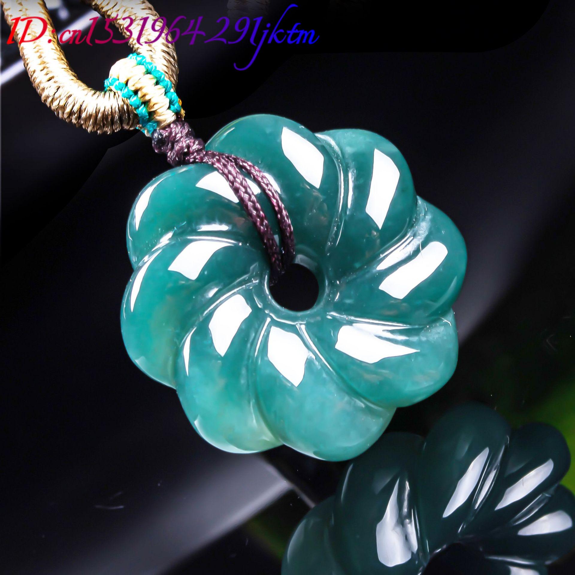 天然ビルマ翡翠の花ペンダントネックレスアクセサリー、宝石のお - Women Accessories For Gift のレビューと価格