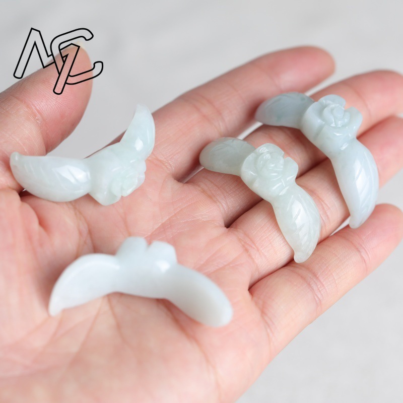 2PC ナチュラルホワイト翡翠翡翠ローズブレスレットペンダン - Women Accessories For Gift のレビューと価格