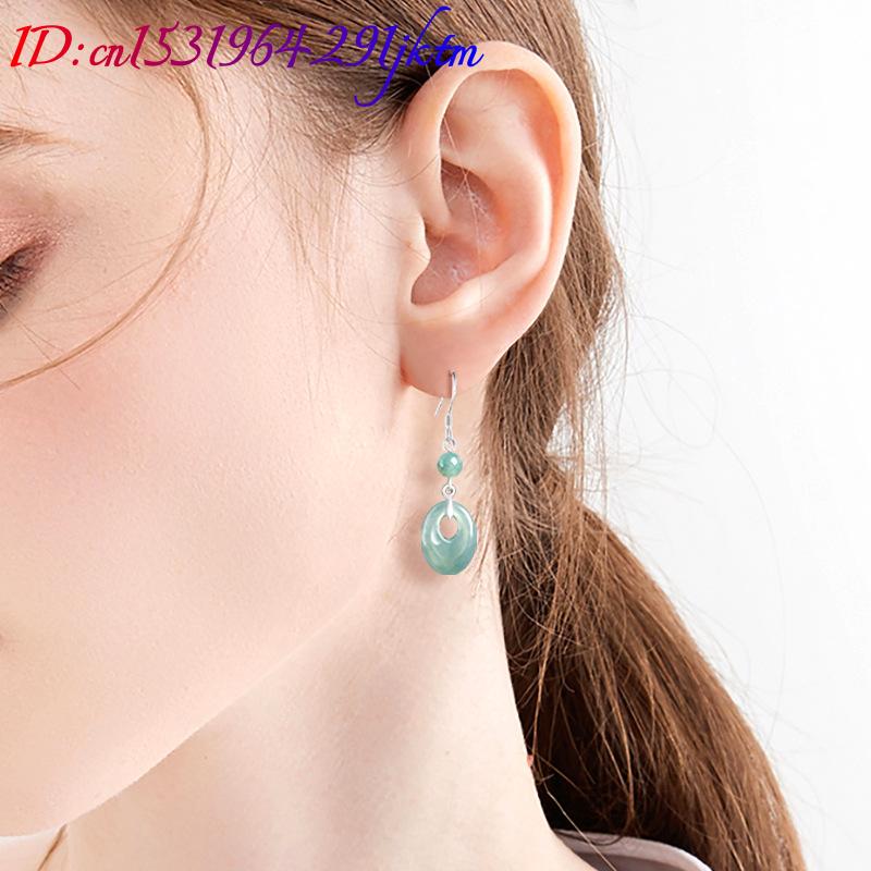 ミャンマー翡翠リングイヤリング 925 シルバー女性へのギフ - Women Accessories For Gift のレビューと価格