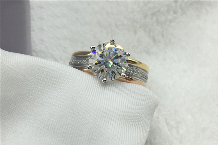カスタムソリッド18K Au750イエローホワイトローズゴー - Wrap Ring Gold のレビューと価格