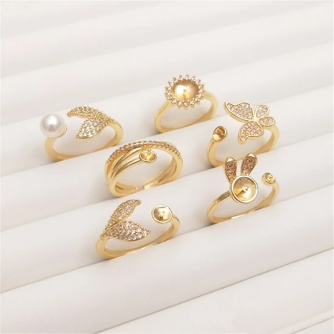 ジルコンバタフライとフィッシュテールリングのセット,手作りの - Wrap Ring Gold のレビューと価格