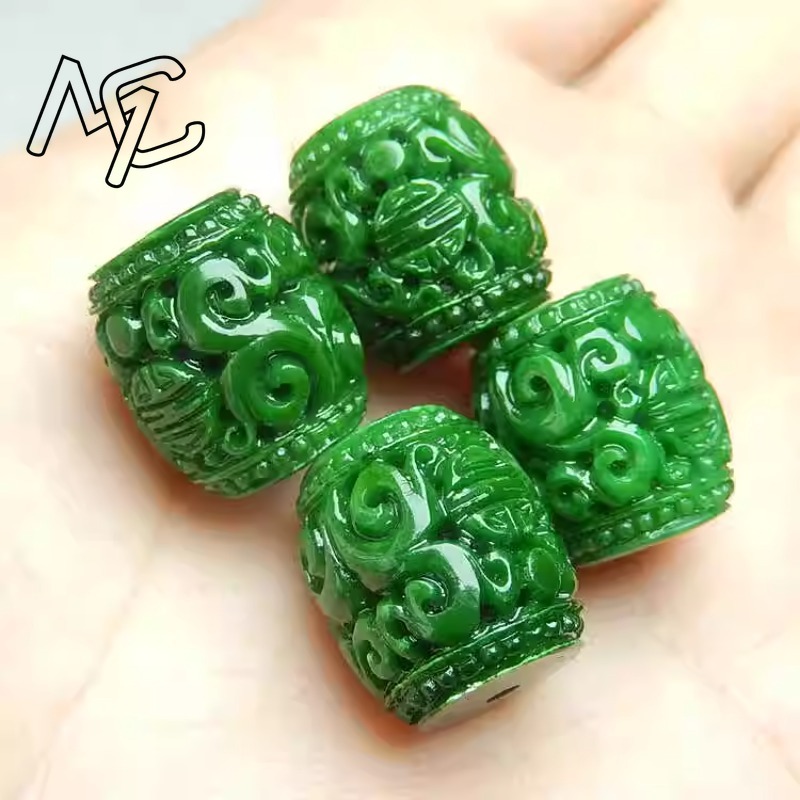 5pc ナチュラルグリーンヒスイ彫刻ビーズ DIY ブレスレ - Women Accessories For Gift のレビューと価格
