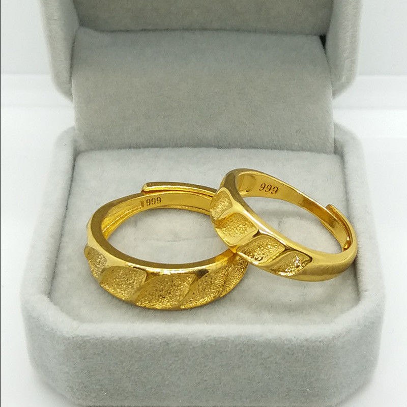 男性と女性のためのリングのペア,本物の18k,黄色,ゴールド - Wrap Ring Gold のレビューと価格
