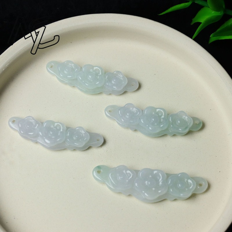1pc 天然翡翠エメラルドフラワーハンドカード DIY アク - Women Accessories For Gift のレビューと価格