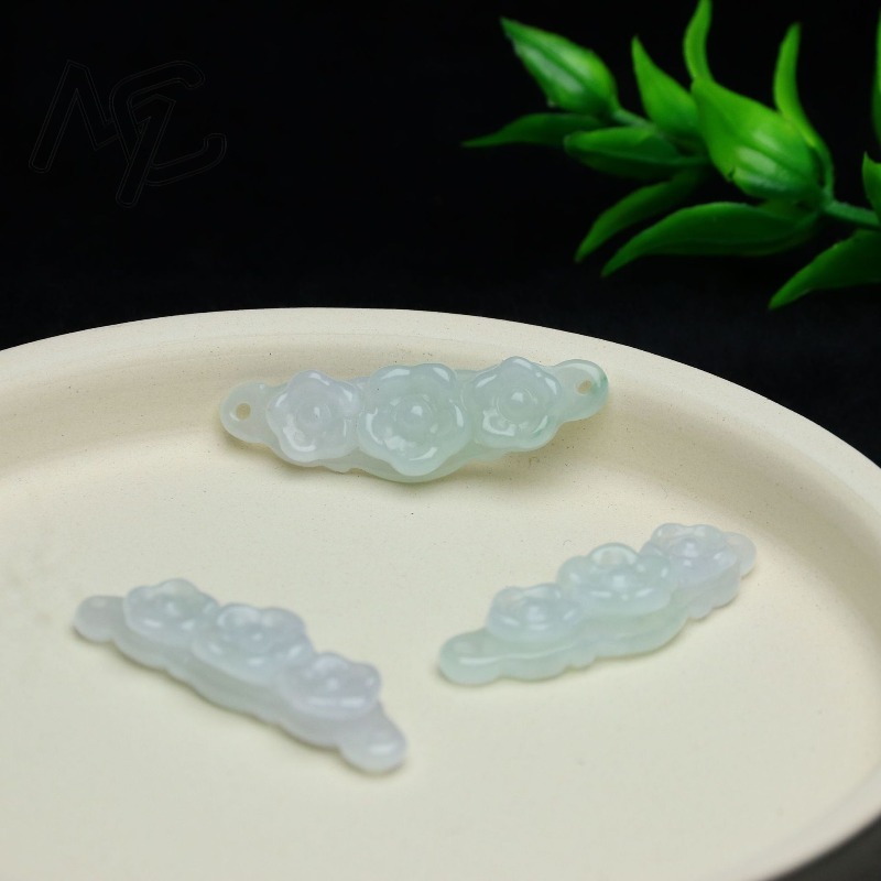 1pc 天然翡翠エメラルドフラワーハンドカード DIY アク - Women Accessories For Gift のレビューと価格