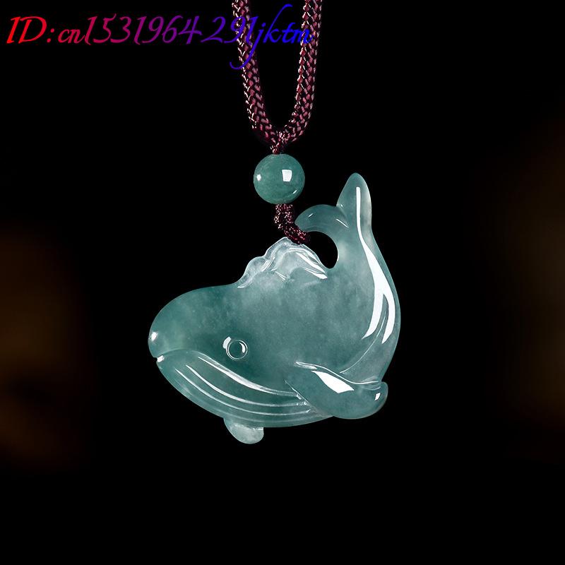 天然ビルマ翡翠クジラペンダントネックレスアクセサリー本物の翡 - Women Accessories For Gift のレビューと価格