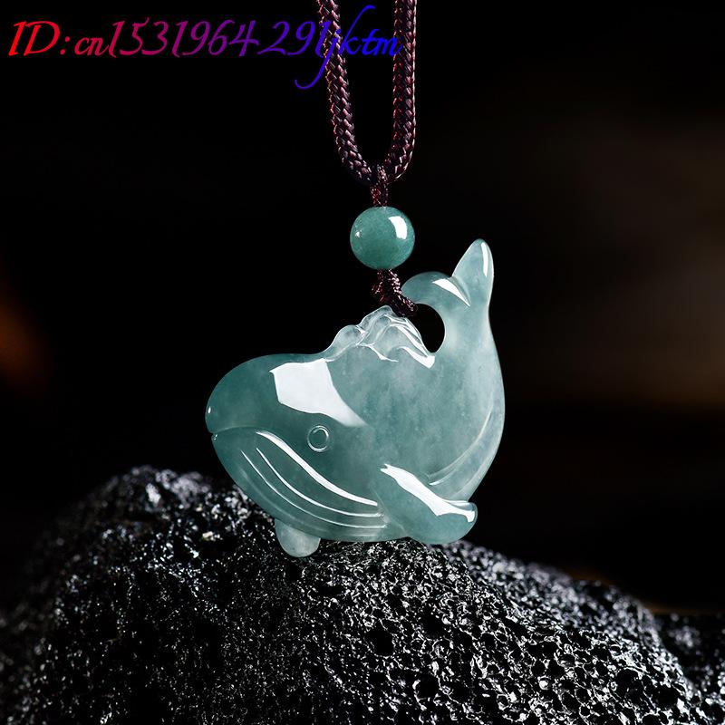 天然ビルマ翡翠クジラペンダントネックレスアクセサリー本物の翡 - Women Accessories For Gift のレビューと価格