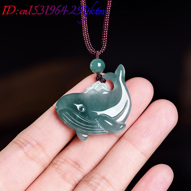 天然ビルマ翡翠クジラペンダントネックレスアクセサリー本物の翡 - Women Accessories For Gift のレビューと価格