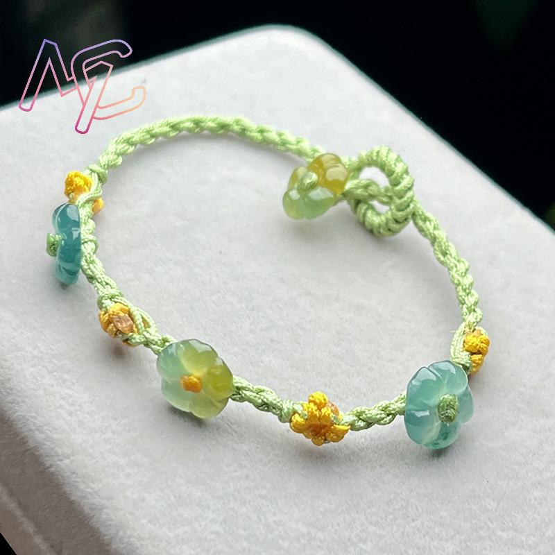 ミャンマー翡翠フラワーブレスレットリアルジュエリーデザイナー - Women Accessories For Gift のレビューと価格