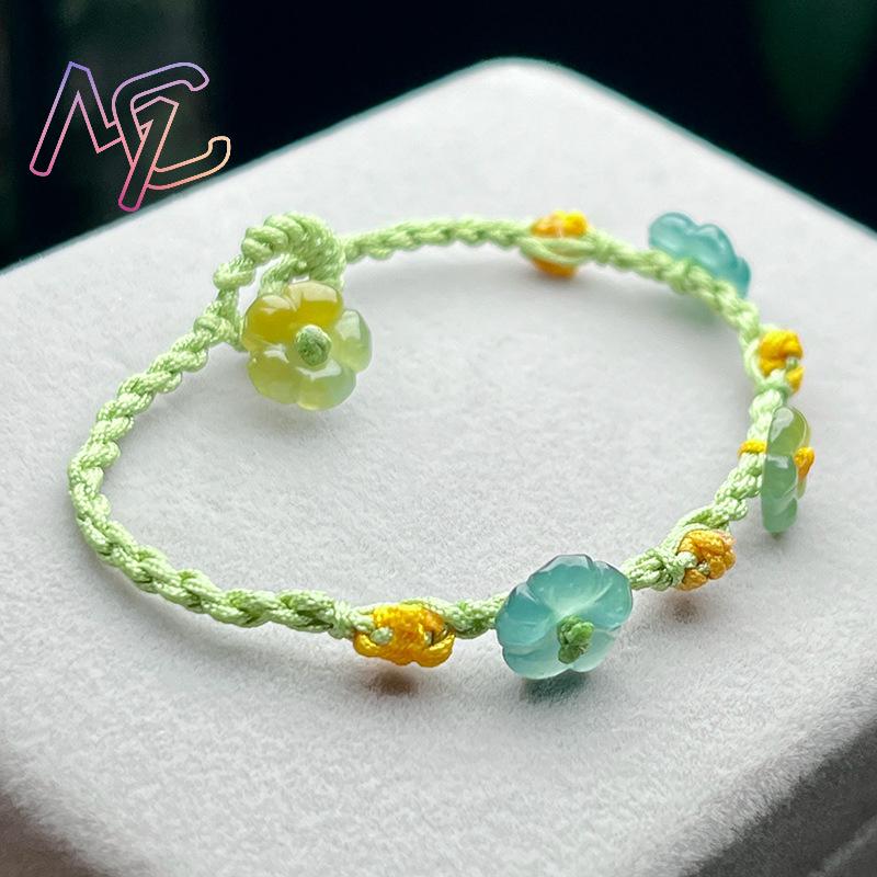 ミャンマー翡翠フラワーブレスレットリアルジュエリーデザイナー - Women Accessories For Gift のレビューと価格