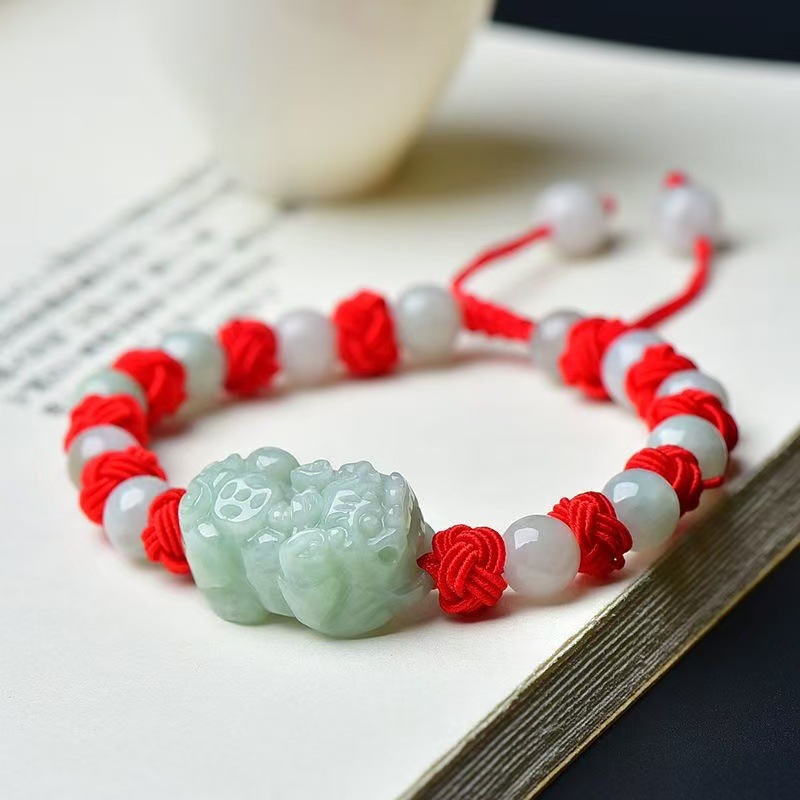 天然ビルマ翡翠貔貅ブレスレットファッションアクセサリー本物の - Women Accessories For Gift のレビューと価格