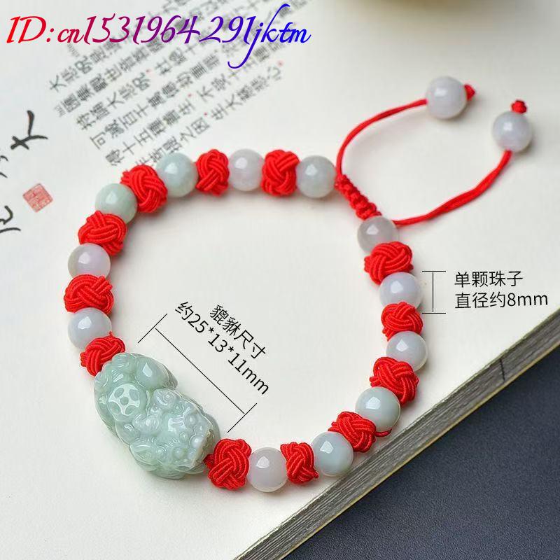 天然ビルマ翡翠貔貅ブレスレットファッションアクセサリー本物の - Women Accessories For Gift のレビューと価格