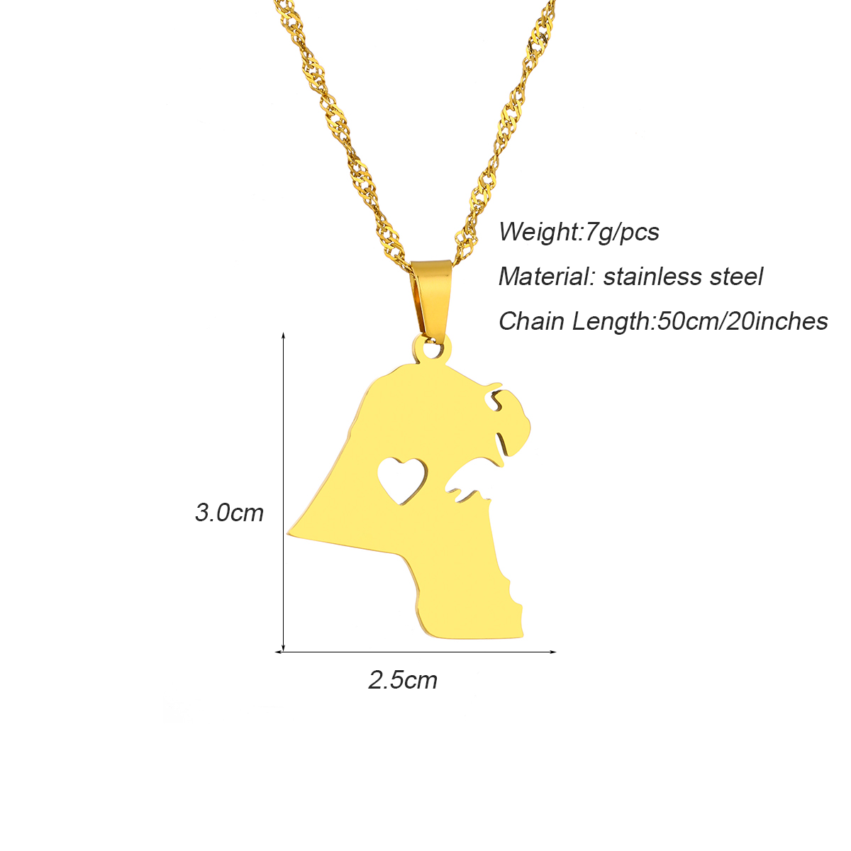 ステンレス製クウェート地図旗ペンダントネックレス 愛国的な国 - Women Accessories Kuwait のレビューと価格