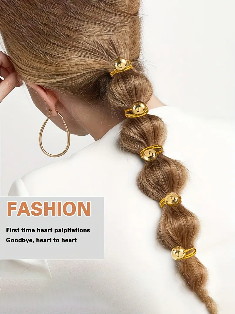 10 個のシンプルなゴールドとシルバーの丸いボールヘアゴムヘ - Wrap Ring Gold のレビューと価格